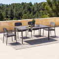 Modern Shade 5 Piece Gray Luxury Outdoor Dining Set Aluminum Frame FSC Teak Fade Resistant Quick Dry Cushions