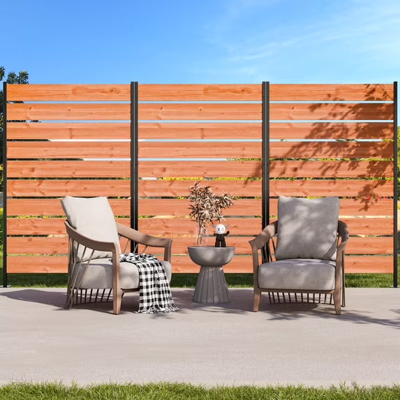Modern Shade 5'x3' Natural Wood Privacy Fence Screen (4 Panel) - Outdoor Deck/Balcony Panel, Conceals Trash Cans/AC