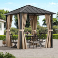 Modern Shade 8'x8' Hardtop Gazebo, Galvanized Steel Roof, Detachable Curtains, All-Weather Outdoor Patio Cover for Backyard Deck Garden