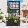 Modern Shade 6x3 FT Metal Planter Box with Trellis Privacy Screen, Raised Garden Bed with Drainage Holes for Climbing Plants, Petal Weave