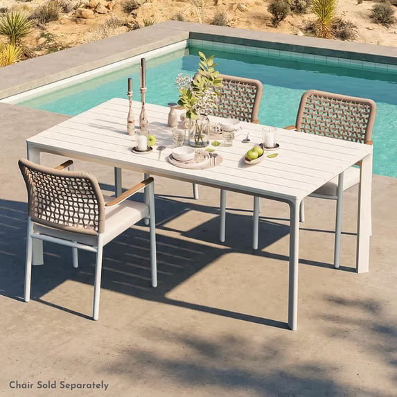 Modern Shade Cavo 67" All-Aluminum Outdoor Dining Table, White Minimalist Weather-Resistant Easy-Clean Patio Table for Garden & Indoor