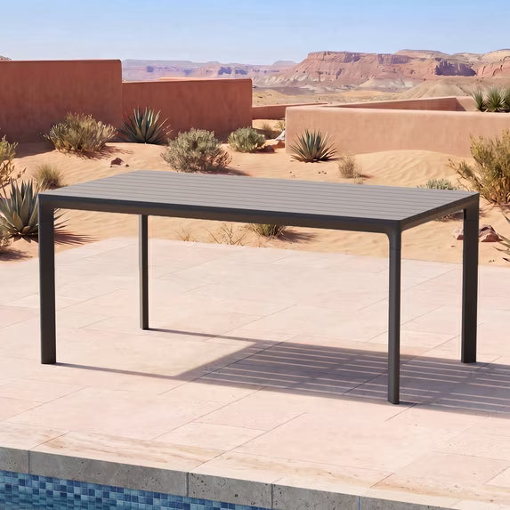 Modern Shade Cavo 67" Gray All-Aluminum Outdoor Patio Dining Table, Minimalist Weather-Resistant Easy-Clean Table for Garden & Indoor