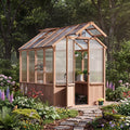 Modern Shade EverBloom 6.5'x8' Cedar Wooden Greenhouse, 8' Extra-Tall with Built-in Faucet Kit, Shelving, Power Strip and Ventilation System