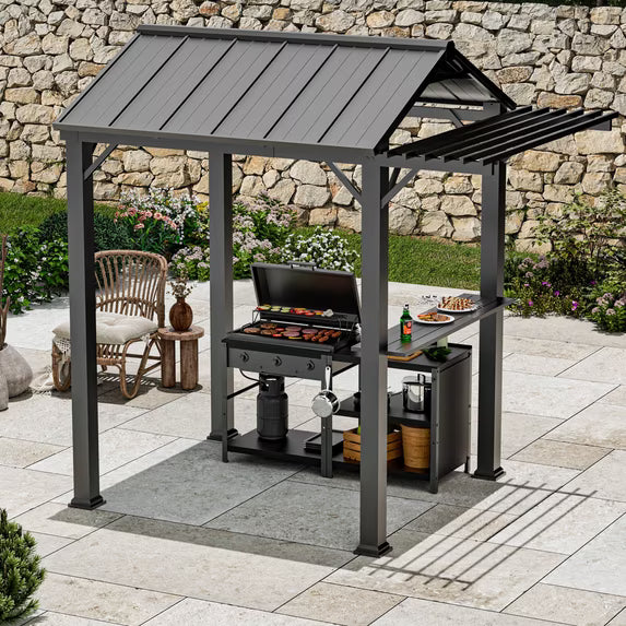 Modern Shade 6' x 8' Metal Gazebo with Galvanized Steel Roof, Rust-Resistant, UV Blocking, Waterproof Design