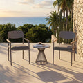Modern Shade Lusso 2-Pack Outdoor Dining Chairs, All-Aluminum Frame, FSC Teak Arms, Fade & Weather Resistant, Quick-Dry Cushions, Grey