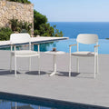 Modern Shade Lusso 2-Pack Outdoor Dining Chairs, All-Aluminum Frame, FSC Teak Arms, Fade & Weather Resistant, Quick-Dry Cushions, White