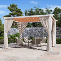 Modern Shade Open Sky 10'x12' Metal Pergola Cabana with Privacy Curtains, Shade Gazebo for Patio, Deck, Garden & Poolside