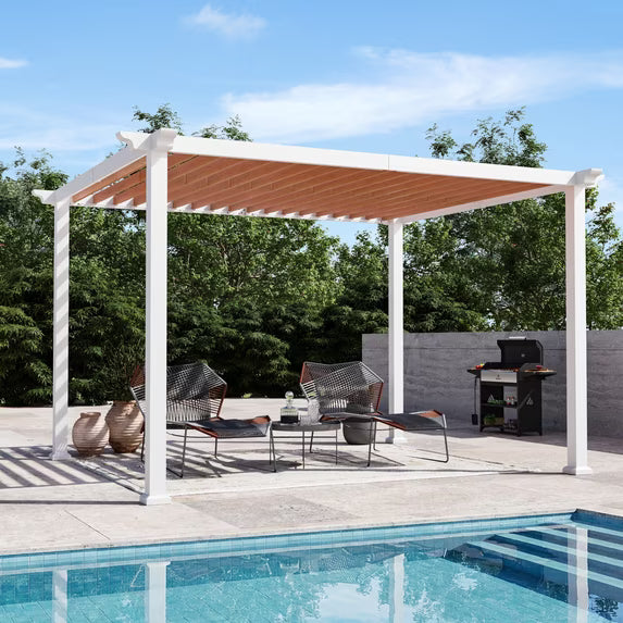 Modern Shade Open Sky 10'x12' Outdoor Pergola Cabana, Heavy Duty Metal Gazebo, Shade Shelter for Patio, Deck, Garden & Poolside