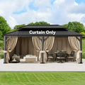 Covered Outdoor Universal 12‘x20’ Gazebo Curtain Replacement with 4 Panel Zippered Grey Sidewalls