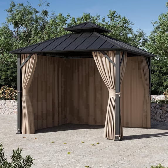 Modern Shade Universal 10' x10' Gazebo Curtain Replacement 4 Panel Yard- Dyed Sidewalls Curatin Only
