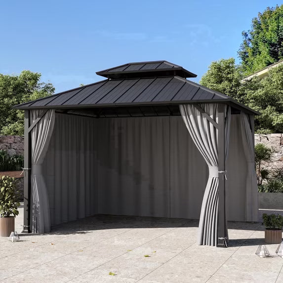 Modern Shade Universal 10' x12' Gazebo Curtain Replacement 4 Panel Waterproof Grey Sidewalls Curtain Only
