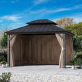Covered Outdoor Universal 11' x13' Gazebo Curtain Replacement 4 Panel Waterproof Sidewalls for Outdoor Curtain Only
