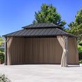 Modern Shade 12'x16' Gazebo Curtain Replacement, Flame-Retardant Waterproof for Patio Backyard, Khaki (Curtain Only)