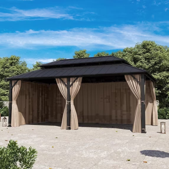 Covered Outdoor Universal 12' x20' Gazebo Curtain Replacement 6 Panel Fade Resistant Sidewalls Curtain Only