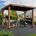 Modern Shade Woodberry 6'x12' Cedar Framed Hard Top Outdoor Gazebo with Shelves and Hooks