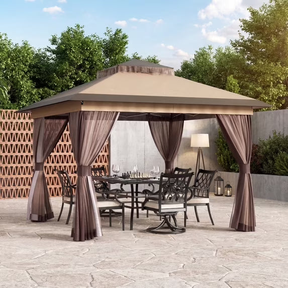Pop Up Gazebo11'x11', Double Ventilated Roof, Waterproof UV Protected Canopy with Mosquito Netting, Portable Party Tent with Backpack