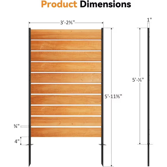 Modern Shade 5'x3' Natural Wood Privacy Fence Screen (2 Panel) - Outdoor Deck/Balcony Panel, Conceals Trash Cans/AC