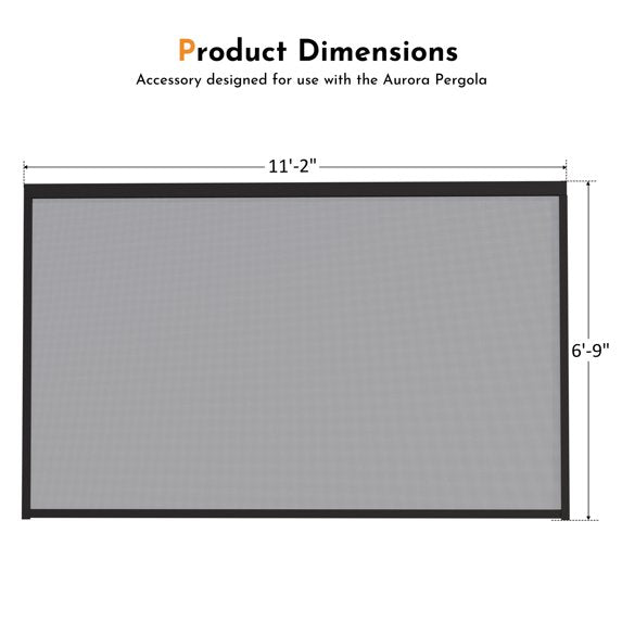 Modern Shade Aurora 12 ft Pull-Down Privacy Screen Panels, Galvanized Steel Modular Screens for Louvered Pergola, Black, 1 Panel
