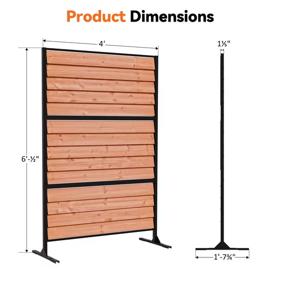 Modern Shade 6x4 ft Louvered Cedar Privacy Fence Panel Adjustable Screen for Outdoor Deck