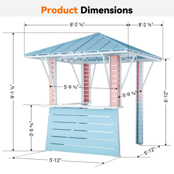 Modern Shade 8' x 8' Steel Frame Outdoor Grill Gazebo with USB Port and Hooks