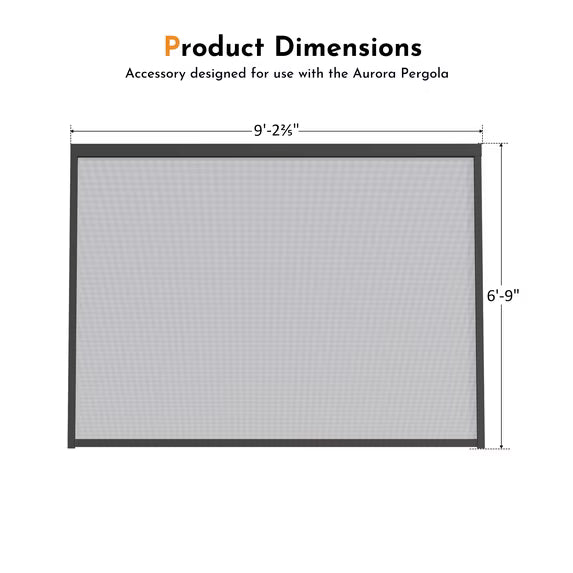Modern Shade Aurora Pergola Accessories, 10 ft Galvanized Steel Privacy Screen Panels for Louvered Pergola, Easy Install Modular Pull-Down Screens, Black, 1 Panel