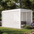 Modern Shade Aurora 10'x12' White Louvered Pergola, 12ft Pull-Down Screens, Adjustable Waterproof Roof & USB Charging Port