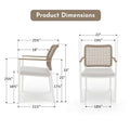 Modern Shade Riviera Outdoor Dining Chairs Set of 2, All-Aluminum Woven Rope, FSC Teak Armrests, Fade & Weather Resistant, Quick Dry Cushion, Beige