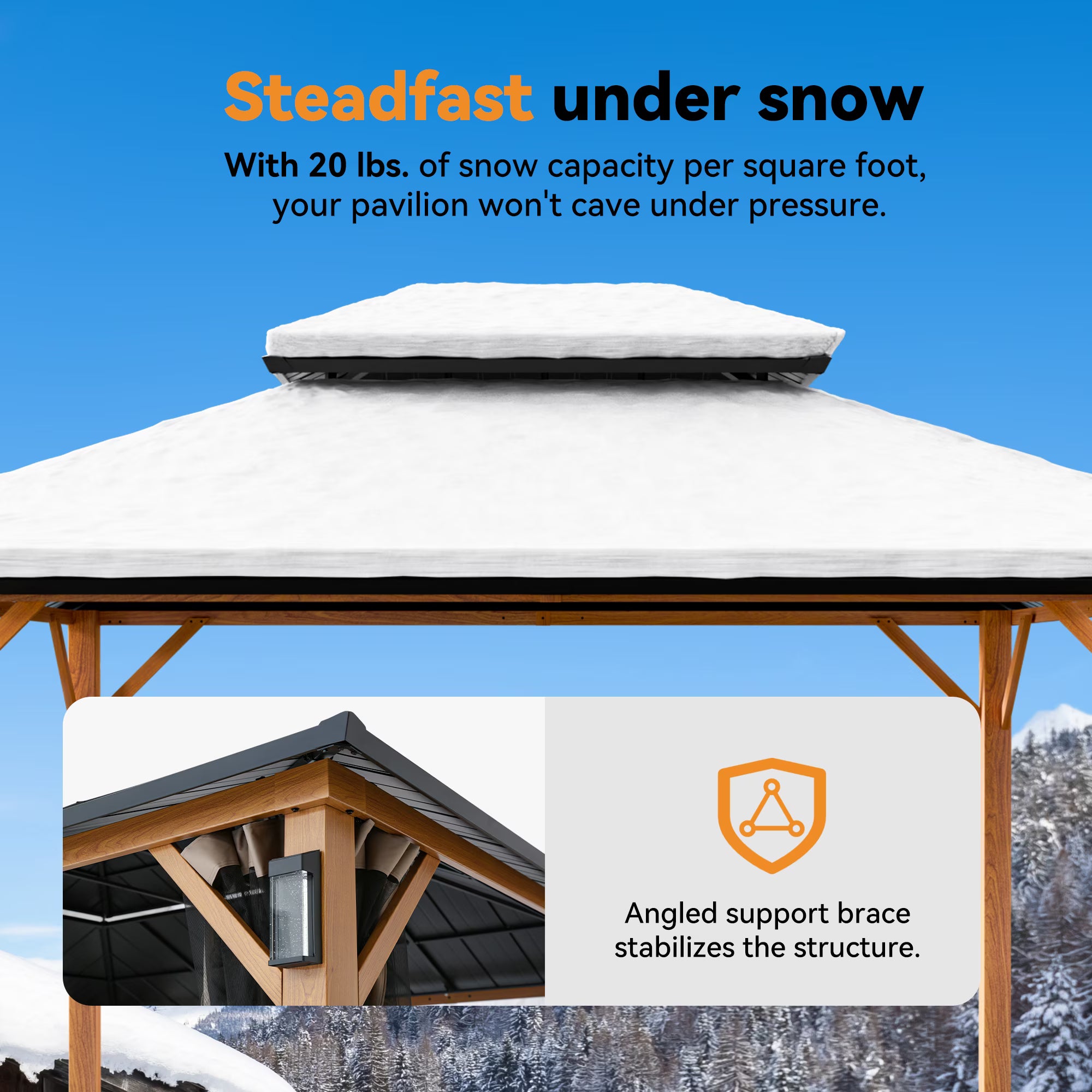 Modern Shade 10' x 12' Horizon Hardtop Gazebo with Steel Roof An Ideal Grill Pavilion for Garden or Patio Use