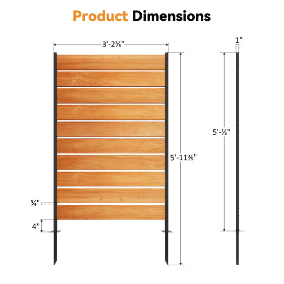 Modern Shade 5'x3' Natural Wood Privacy Fence Screen (1 Panel) - Outdoor Deck/Balcony Panel, Conceals Trash Cans/AC